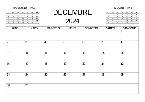 Calendrier Décembre 2024 Calendriersu