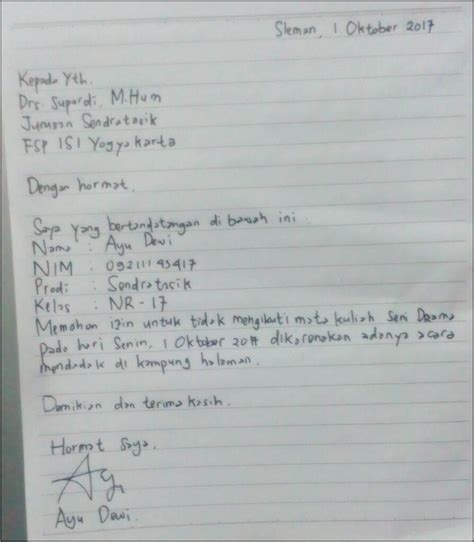 Contoh Surat Izin Tidak Masuk Kerja Yang Benar Surat Lamaran Kerja