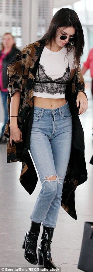 Kendall Jenner Protects Her Modesty In A Skimpy Lace Bralet Daily