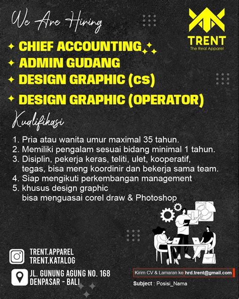 Lowongan Kerja Chief Accounting Admin Gudang Desain Grafis Untuk