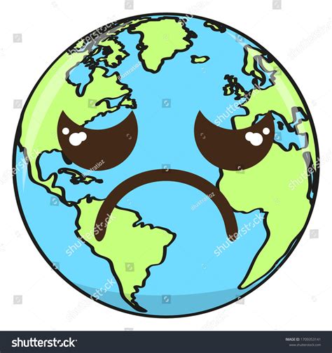 Cartoon Sad Earth Planet Vector Stock Vector Royalty Free 1709353141
