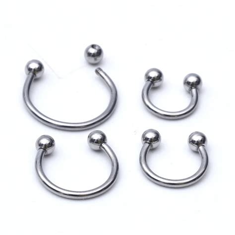 Nose Ring 10pcslot Free Shipping Stainless Steel Tragus Ring Nostril Circular Piercing Ball