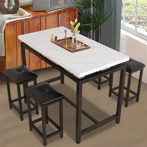 5 Piece Dining Table Set Btmway Metal Frame Counter Height Dining Set