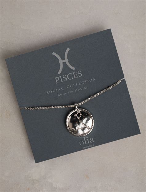 Pisces Zodiac Necklace Silver Olia Jewellery