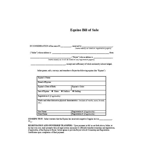 Free 6 Horse Bill Of Sale Forms In Pdf Ms Word