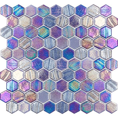 Blue Hexagon Tile Vidillubluhex Tesoro Glass Mosaic Tile Aquablu