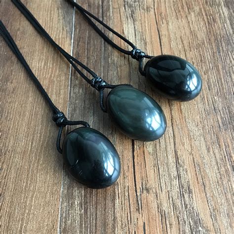 Obsidian Necklace Black Obsidian Pendant Spiritual Etsy