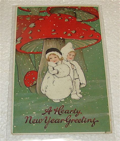 Antique New Years Greetings Cardembossedposted 1917 Ebay