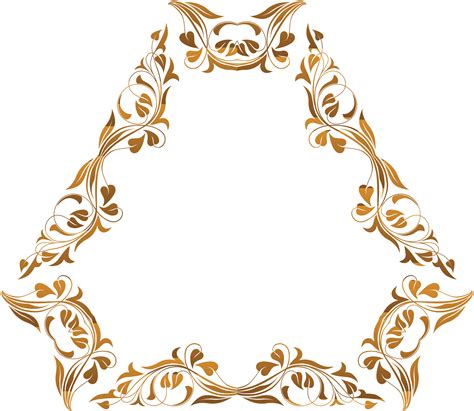 Octagonal Floral Frame In Shades Of Gold Drawing Public Domain Vectors