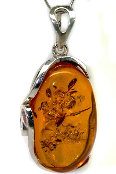 Baltic Amber Pendant In Sterling Silver Amber Necklace Silver Pendant