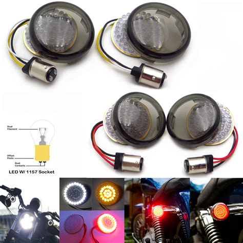 Httmt 2 Led 1157 Front And Rear Turn Signal Lights Inserts Smoke