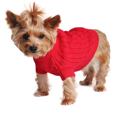 Conveniently, colder temperatures are when your dog would most appreciate a sweater. Cable Knit Dog Sweater by Doggie Design - Fie... | BaxterBoo