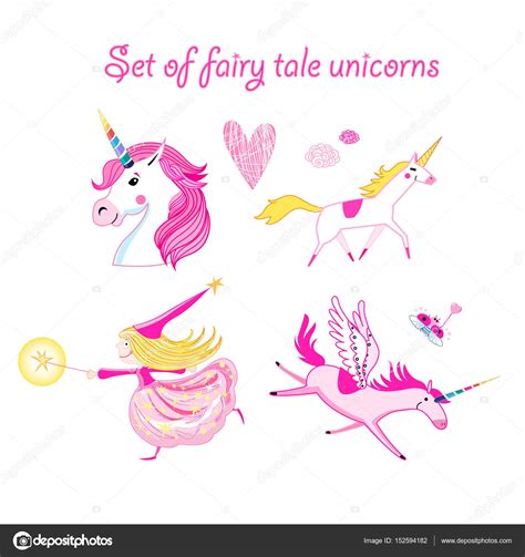 Vector Illustration Set Of Unicorns Stock Vector Image By ©tanor 152594182