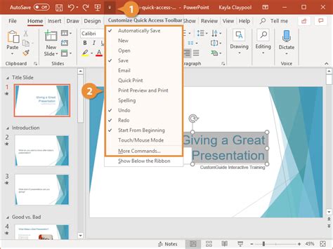 Quick Access Toolbar In Powerpoint Customguide