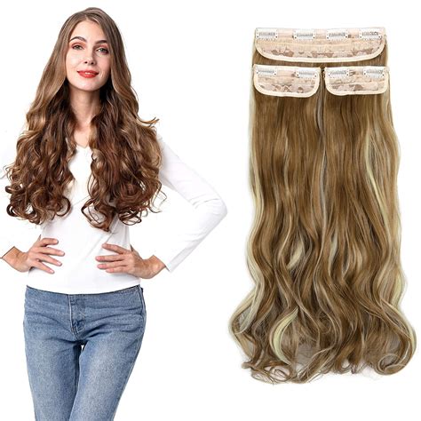24 Straight Curly Wavy 3 Pieces Hair Extensions Natural Straight Clip