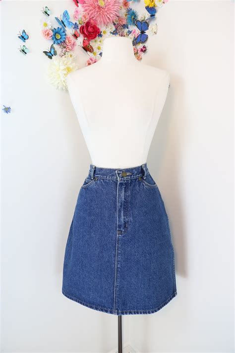 Vintage 80s Jean Denim Mini Skirt Calvin Klein 1980s A Line Medium