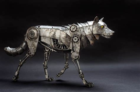 Steampunk Animals Robot Animal Wolf Sculpture