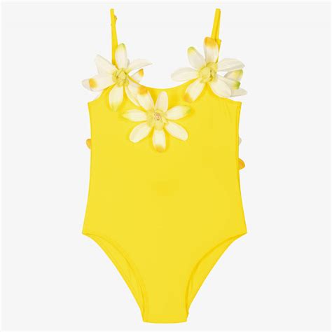 Selini Action Girls Yellow Floral Swimsuit Childrensalon Outlet