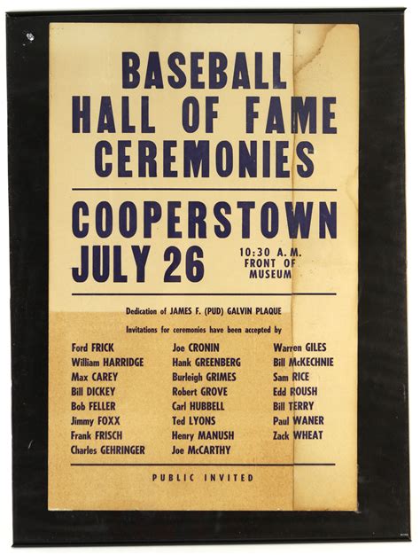 Lot Detail 1965 Baseball Hall Of Fame 14 X 22 Ceremonies Poster Pud