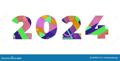 2024 Concept Retro Colorful Word Art Illustration Stock Vector