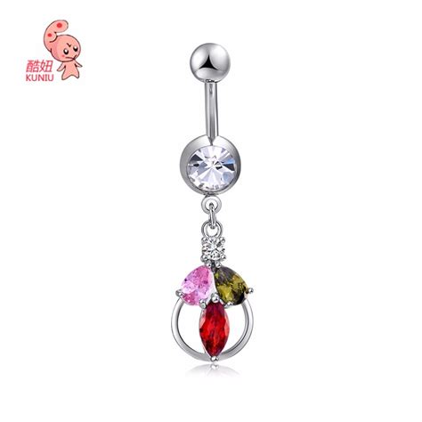 2018 New Fashion Flower Luxury Zircon Crystal Silver Navel Piercing Navel Belly Button Rings