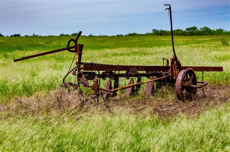 Rusty Old Texas Metal Farm Equipment In Field Stock Photo Image Of