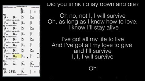 I Will Survive Chords At Mypartitur Lyrics Youtube