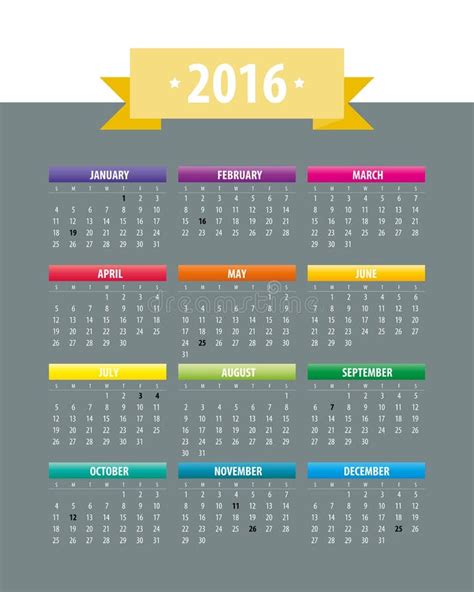 Colorful 2016 Calendar Stock Vector Illustration Of Modern 60443278