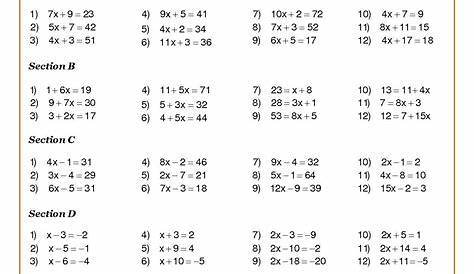 solving linear equations in one variable worksheets