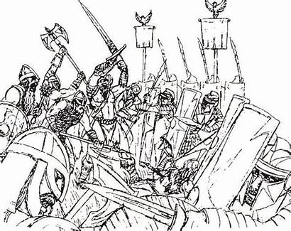 Battle Sword Fight Drawing Scene Medieval Drawings