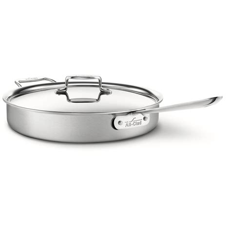All Clad D Brushed Stainless Qt Saut Pan W Lid BD