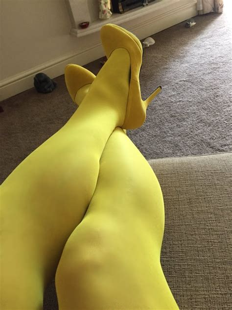 Me In Yellow Opaque Tights And Heels 8 Pics Xhamster
