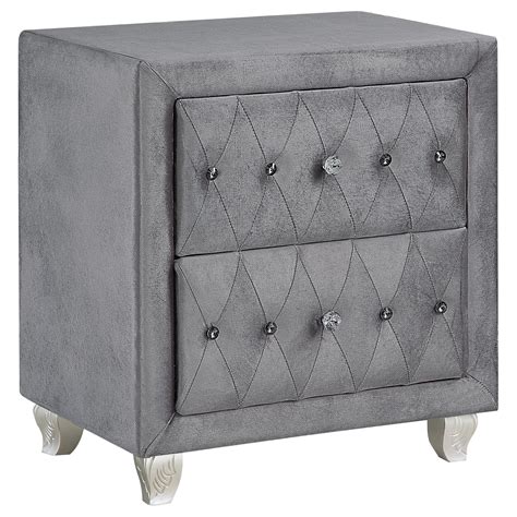 Deanna California King Tufted Upholstered Bed Grey Coaster