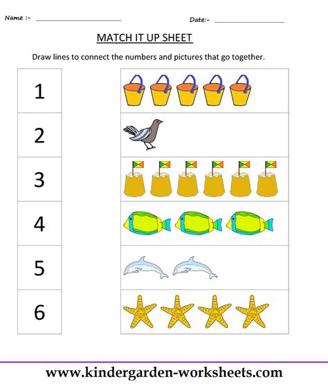 Kindergarten Worksheets: Maths Worksheets - Matching worksheets
