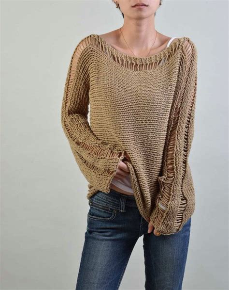 Hand Knit Woman Sweater Eco Cotton Sweater In Wheat Chaleco De