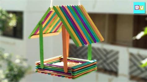How To Make Popsicle Stick Birdhouse Popsicle Stick Bird Feeder Youtube