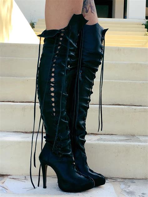 Leather Boots Black Knee High Leather Boots For Women Gipsy Dharma