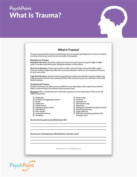What Is Trauma Worksheet Psychpoint