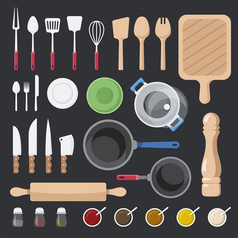 Facil de instalar, solo hay que colgarlo en la pared y tendras todo mas organizado y estetico a la vista. Kitchen utensils and ingredients vector set - Download ...