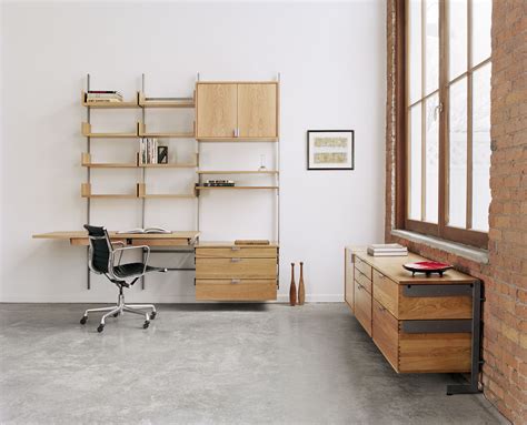 as4 modular furniture system in solid white oak and cold-rolled steel