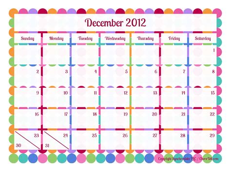Blank Calendar Pages Happy Dots Print Color Fun