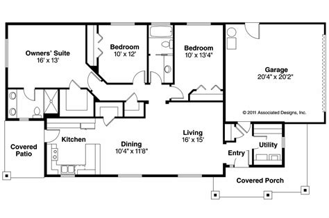 Modern rectangular house plans homes floor. Ranch House Plans - Hopewell 30-793 - Associated Designs