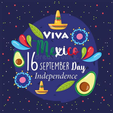 September Viva Mexico Independence Day Text In Spanish Language With Sombrero Hat And Maracas