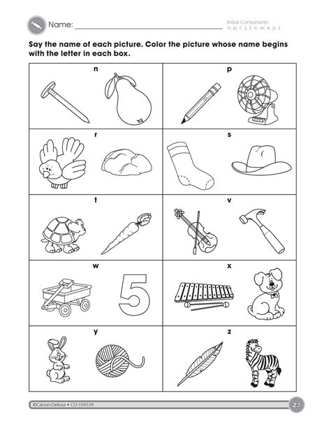 The Initial Consonants Activity Part 3 Helps Students Identify