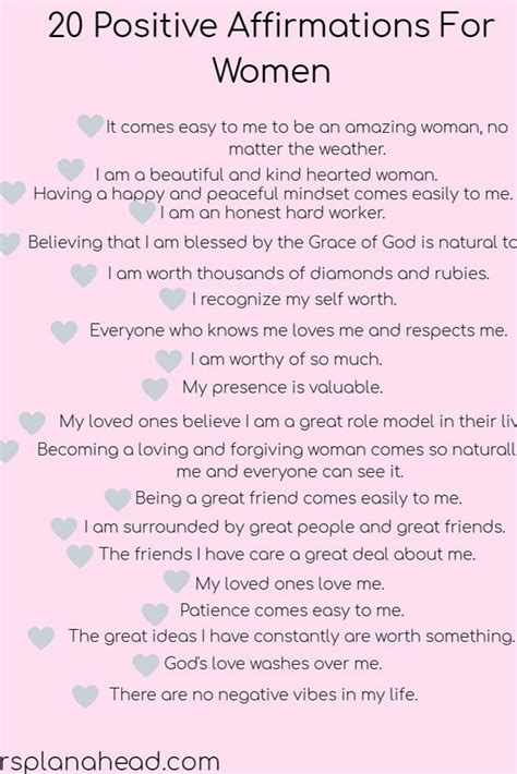 20 Positive Affirmations For Women Affirmations For Women Positive