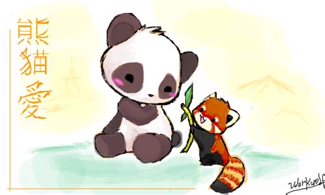 Cute Red Panda And Giant Panda Drawing By Amaya Whi