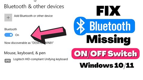 Bluetooth Onoff Switch Missing Windows 10 Fixed Youtube