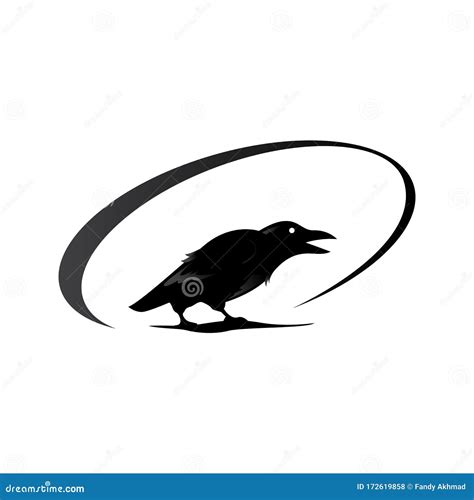 Simple Black Crow Raven Logo Design Vector Sign Illustrations Stock