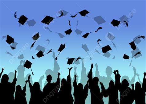 Cool Gradient Graduates Celebration Silhouette Background Education