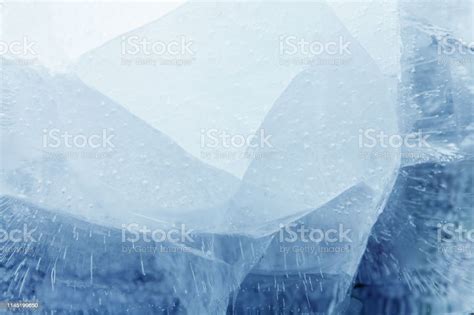 Beautiful Blue Cracked Ice Texture Of Frozen Water Stock Photo